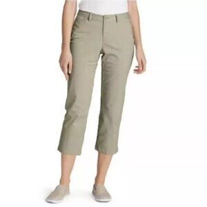 Eddie Bauer Legendwash Stretch Curvy Crop Chinos Khaki Pants Hiking Women's 12